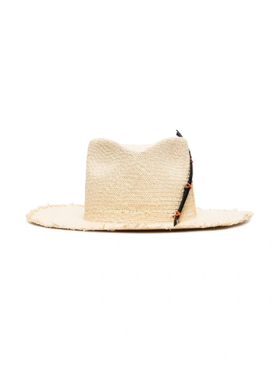 Shop Nick Fouquet Black Bird Straw-woven Hat In Neutrals