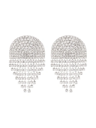 Shop Alessandra Rich Half Circle Silver-tone Crystal Earrings In Metallic