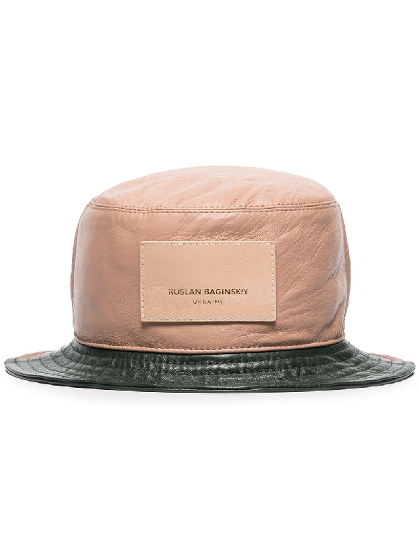 brown leather bucket hat