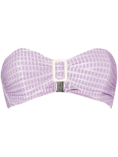 Shop Lisa Marie Fernandez Buckle-detailed Bandeau Bikini In Purple