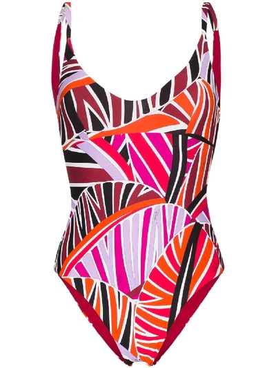 Shop Emilio Pucci Sal-print Scoop-neck Swimsuit In Pink
