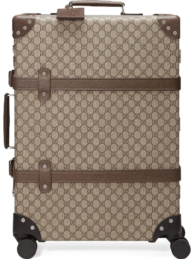 Shop Gucci X Globe-trotter Medium Gg Suitcase In Brown