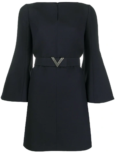 Shop Valentino Kleid Mit V-gürtel In Blue