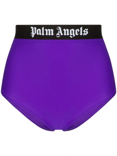 Shop Palm Angels Logo-print Bikini Bottoms In Purple