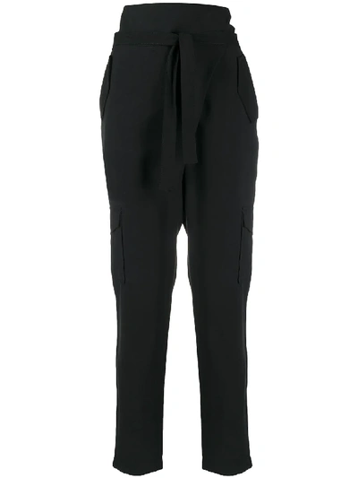 Shop D-exterior Belted Slim-fit Trousers In Black