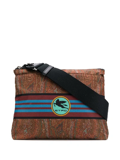 Shop Etro Paisley-print Logo Messenger Bag In Brown