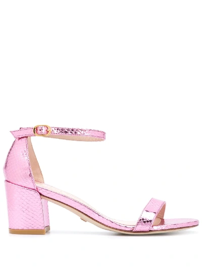 Shop Stuart Weitzman Simple Snakeskin Effect Sandals In Pink