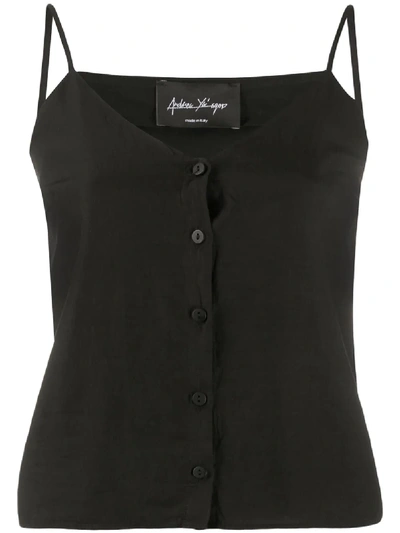 Shop Andrea Ya'aqov Front Buttoned Camisole Top In Black