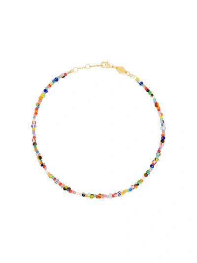 Shop Anni Lu 18kt Gold-plated Petit Alaia Anklet In Blue