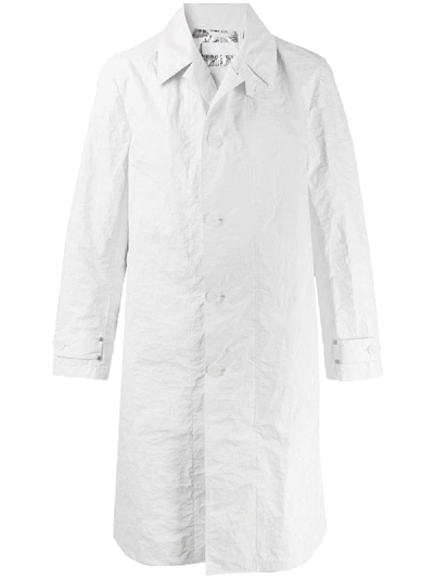 Shop Helmut Lang Crinkled Effect Oversized Coat In White