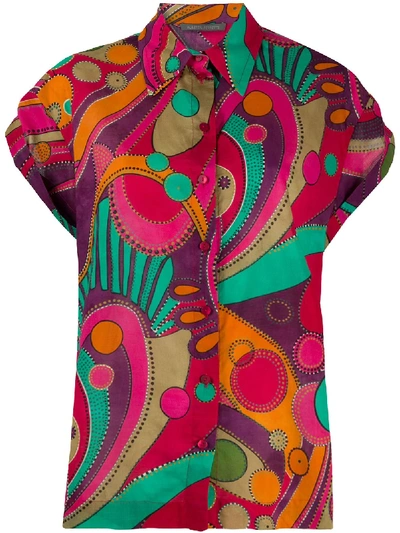 Shop Alberta Ferretti Geometric-print Short-sleeved Shirt In Pink