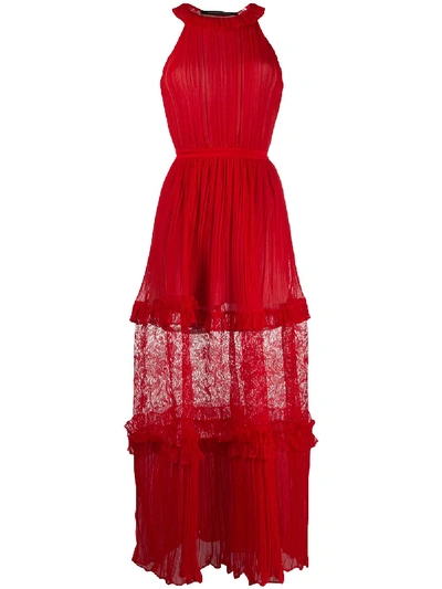 Shop Antonino Valenti Embroidered Detail Flared Dress In Red