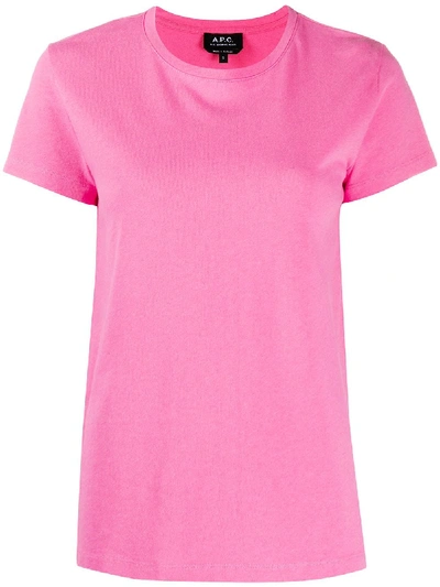 Shop Apc Crew Neck Linen T-shirt In Pink
