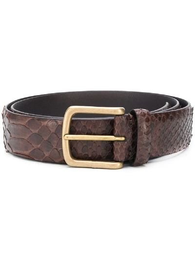 Shop Anderson's Snake-effect Belt In Brown