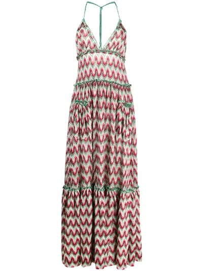 Shop Missoni Abstract Knitted Maxi Dress In Red