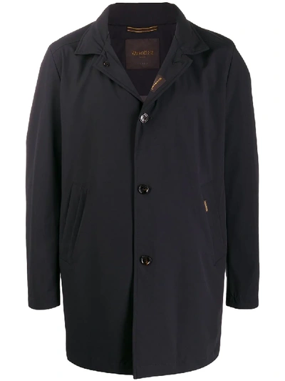 Moorer Back Slit Single-breasted Coat In Blue