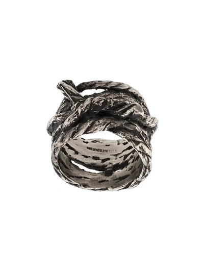 Shop Ann Demeulemeester Twisted Twig Ring In Silver