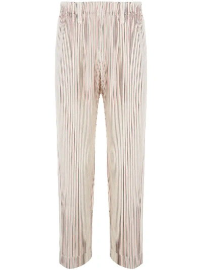 Shop Issey Miyake Cropped Pleated Trousers In White