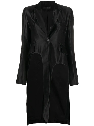 Shop Ann Demeulemeester Asymmetric Satin Tail Jacket In Black