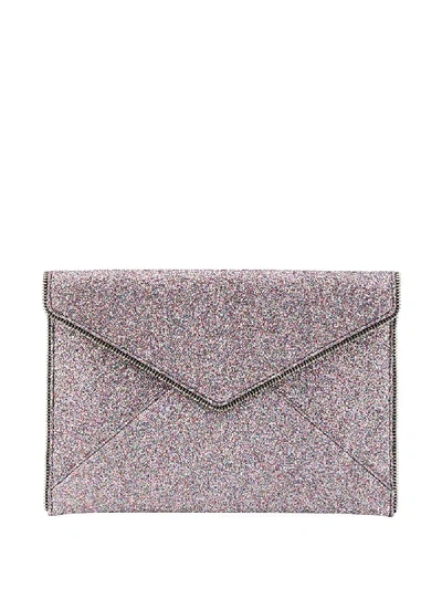 Shop Rebecca Minkoff Glitter Leo Clutch Bag In Pink