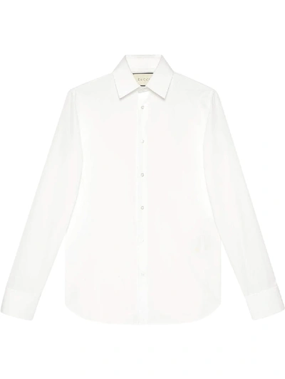 Shop Gucci Classic Long Sleeve Shirt In White