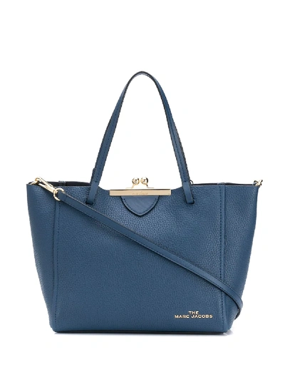 Shop Marc Jacobs The Kiss Lock Mini Tote In Blue