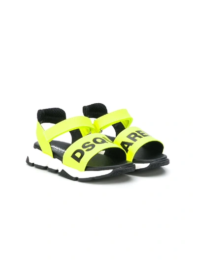 Shop Dsquared2 Logo Print Sandals In Yellow