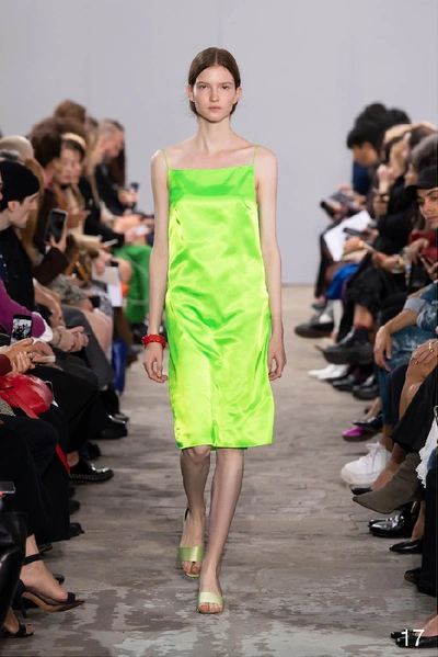 Shop Kwaidan Editions Satin Slip Dress In Green