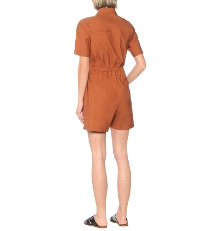 Shop Brunello Cucinelli Embellished Cotton-blend Playsuit In Orange