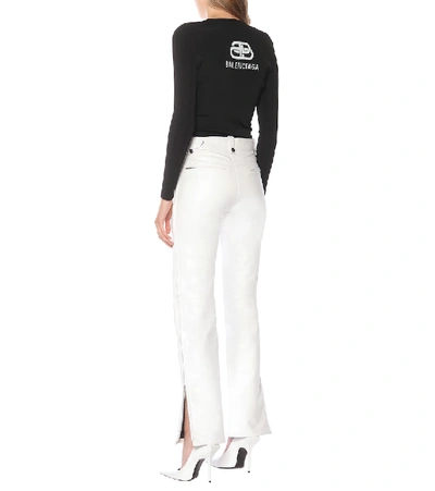 Shop Balenciaga Leather Pants In White