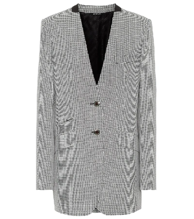 Shop Givenchy Houndstooth Wool-blend Blazer In Grey