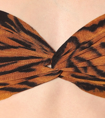Shop Norma Kamali Johnny D Tiger-print Bandeau Bikini Top In Orange