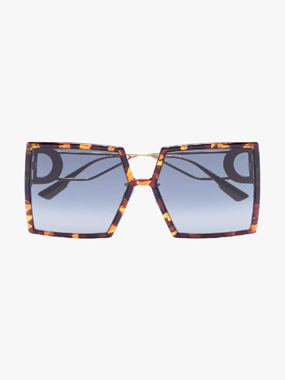 Shop Dior Brown Montaigne Havana Square Sunglasses