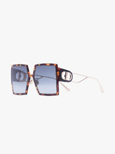 Shop Dior Brown Montaigne Havana Square Sunglasses