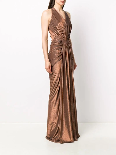 Shop Rick Owens Pleated Sleeveless Gown In Brown