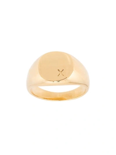 Shop Nialaya Jewelry X Engraved Signet Ring In Gold