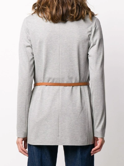 Shop Fabiana Filippi Single Breasted Belted Jersey Blazer In Grey