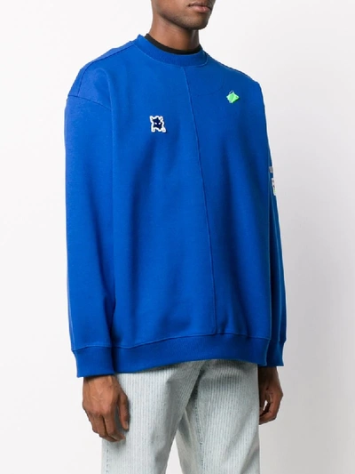 Shop Ader Error Oversized Logo Patch Sweatshirt In Blue