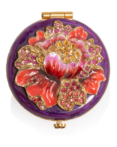 Jay Strongwater Brocade Floral Round Compact In Multi