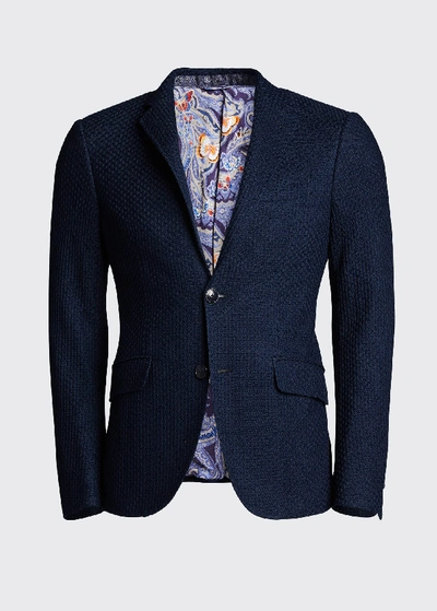 Shop Etro Men's Basic Knit Blazer In Navy