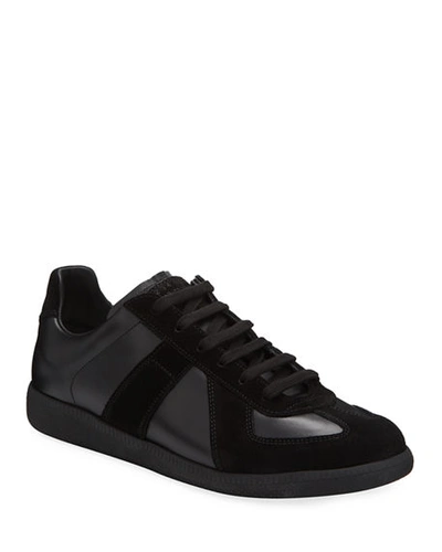 Maison Margiela Low Top Sneakers Featuring Suede Panels In Black