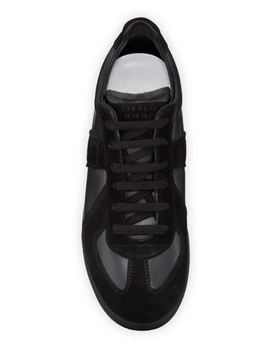 Maison Margiela Low Top Sneakers Featuring Suede Panels In Black