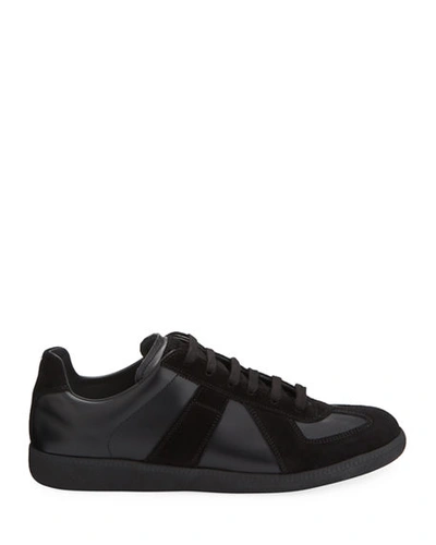 Maison Margiela Low Top Sneakers Featuring Suede Panels In Black