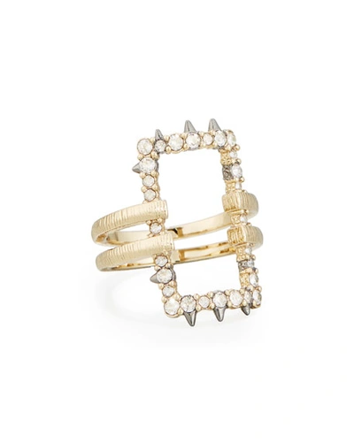 Shop Alexis Bittar Crystal Oversized Link Ring In Gold