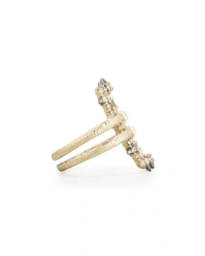 Shop Alexis Bittar Crystal Oversized Link Ring In Gold
