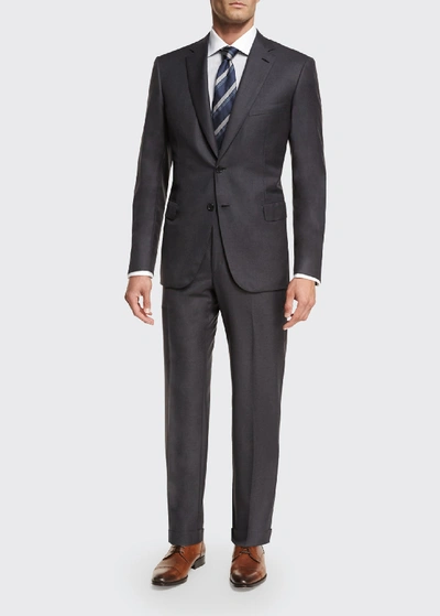 Brioni Essential Virgin Wool Two-piece Suit, Navy In Gray