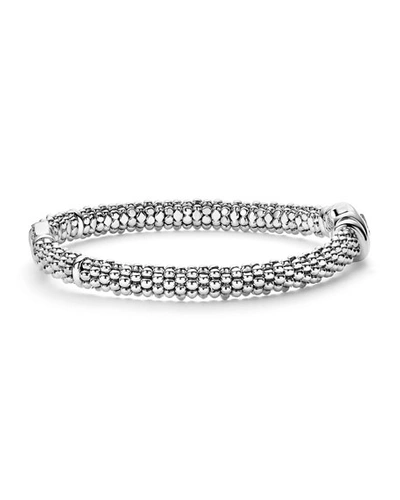Shop Lagos Sterling Silver Rope Bracelet With Diamonds, 6mm In White/silver
