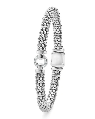 Shop Lagos Sterling Silver Rope Bracelet With Diamonds, 6mm In White/silver