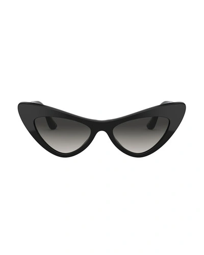 Shop Dolce & Gabbana Exaggerated Cat-eye Acetate Sunglasses In Black