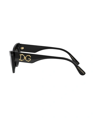 Shop Dolce & Gabbana Exaggerated Cat-eye Acetate Sunglasses In Black